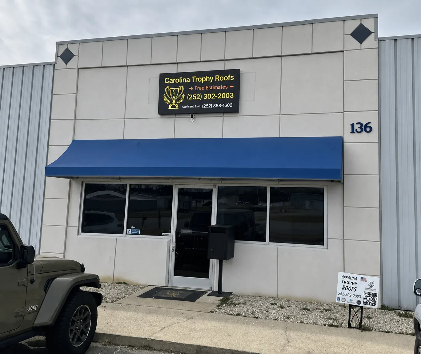 Carolina Trophy Roofs office at 136 S. Business Ct in Rocky Mount, North Carolina