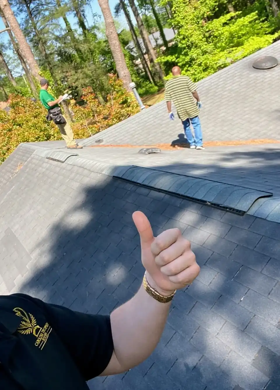 Professional roof inspection with Carolina Trophy Roofs team
